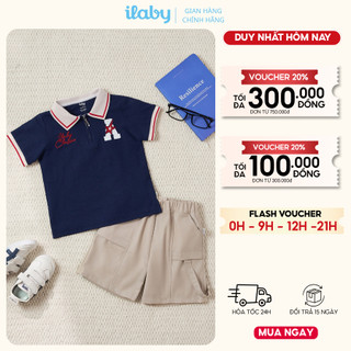 Mix set bộ bé trai ILABY HCM áo polo cotton phối viền và quần short kaki túi hộp [3765+3894]