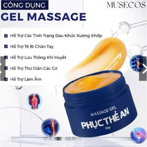 Gel Massage Phục Thể An , Musecos 50gr Hỗ TrợTê Bì Chân Tay, Nhức Mỏi Xương Khớp