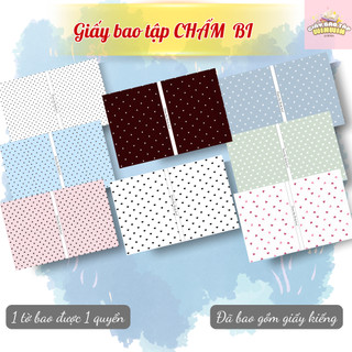 (XẤP 10 Tờ SẴN BÌA KIẾNG) Giấy bao tập, Giấy bao vở, Bao sách chủ đề Chấm Bi | by Winwin