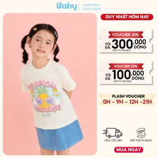 Mix set bé gái ILABY HCM áo thun cotton co dãn 4 chiều và chân váy jeans mềm đính nơ [3891+3862]