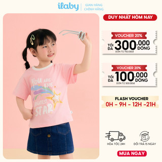Mix set bộ bé gái ILABY HCM áo thun co giãn 4 chiều và chân váy jeans chữ A đính cúc [3802+3403]
