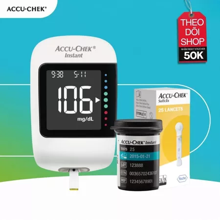 Máy Đo Đường Huyết ACCU-CHEK Instant Kèm Hộp Que Thử Đường Huyết 25 Que Thử Và Hộp Kim Lấy Máu SoftClix 25 Kim