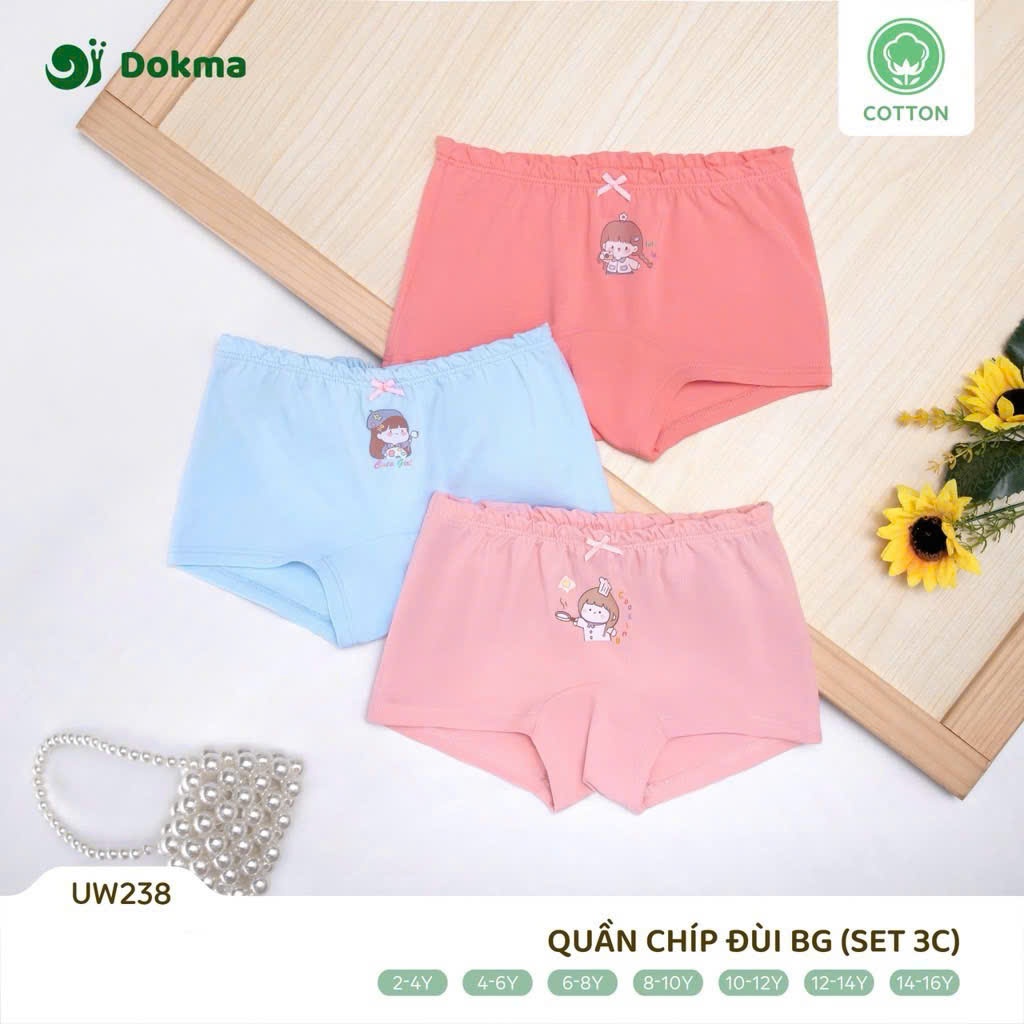 (10-30kg) Set 3 Chiếc Quần Chip Đùi COTTON Bé Gái Màu Ngẫu Nhiên Dokma