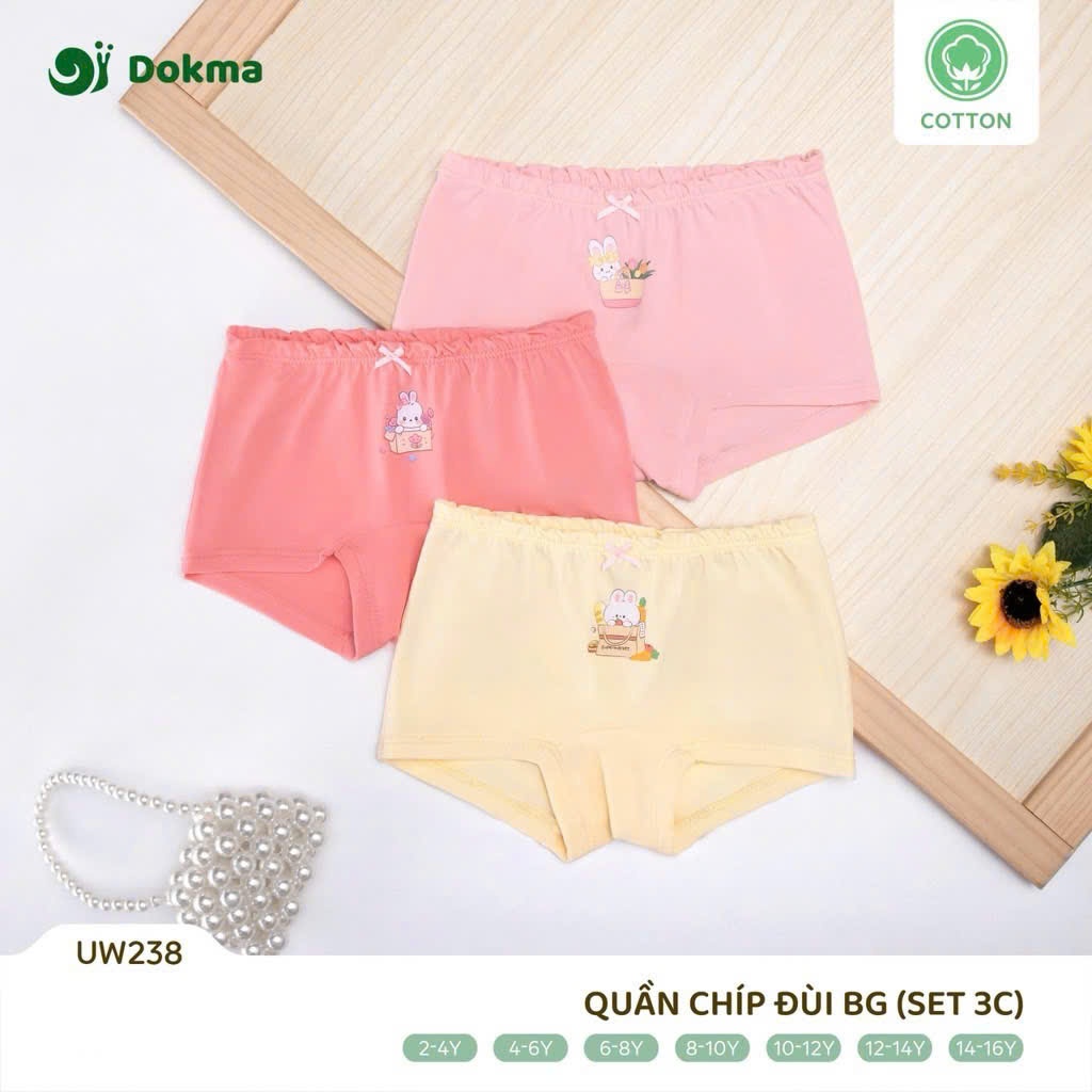 (10-30kg) Set 3 Chiếc Quần Chip Đùi COTTON Bé Gái Màu Ngẫu Nhiên Dokma