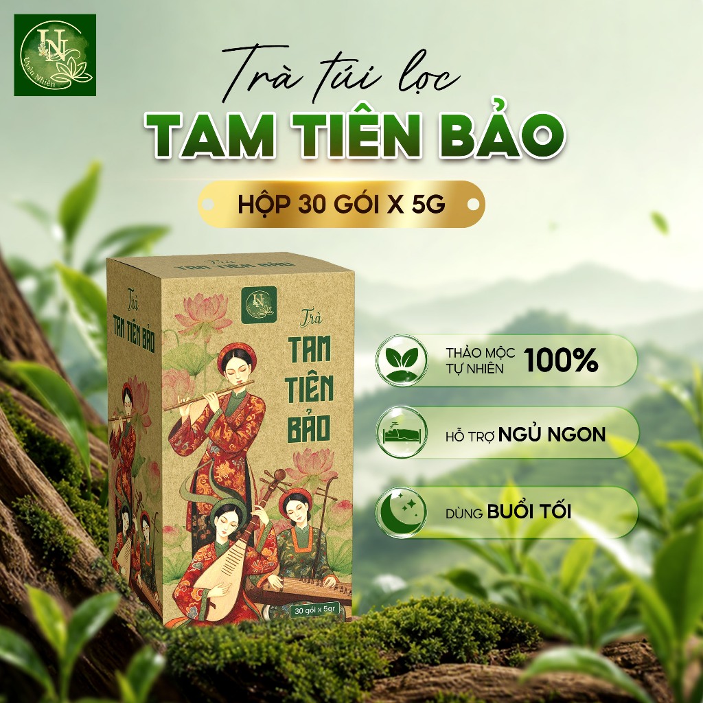 Trà Thảo Mộc Tam Tiên Bảo Uyên Nhiên 8 Vị Tự Nhiên Hương Thơm Êm Dịu Hỗ Trợ Ngủ Ngon Hộp 30 Túi x 5g