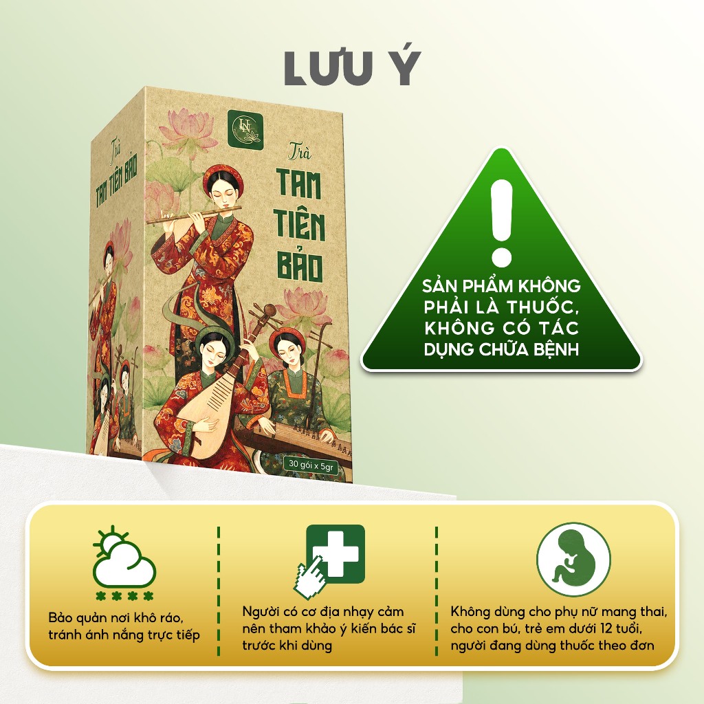 Trà Thảo Mộc Tam Tiên Bảo Uyên Nhiên 8 Vị Tự Nhiên Hương Thơm Êm Dịu Hỗ Trợ Ngủ Ngon Hộp 30 Túi x 5g