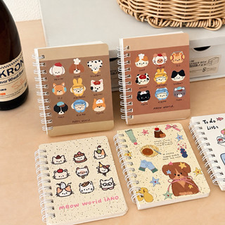Little Stationery | Sổ Tay Mini Lò Xo Cute Hình Mèo Chó Kawaii 8x10.5cm - Notebook Bỏ Túi Ghi Chú Học Tập Văn Phòng