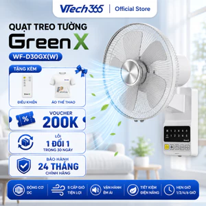 Quạt treo tường GreenX VTech365 Động cơ DC Tiết kiểm điện năng 5 cấp độ Cánh 30cm Chống ồn
