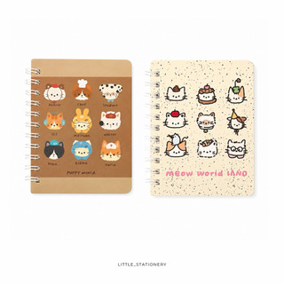Little Stationery | Sổ Tay Mini Lò Xo Cute Hình Mèo Chó Kawaii 8x10.5cm - Notebook Bỏ Túi Ghi Chú Học Tập Văn Phòng
