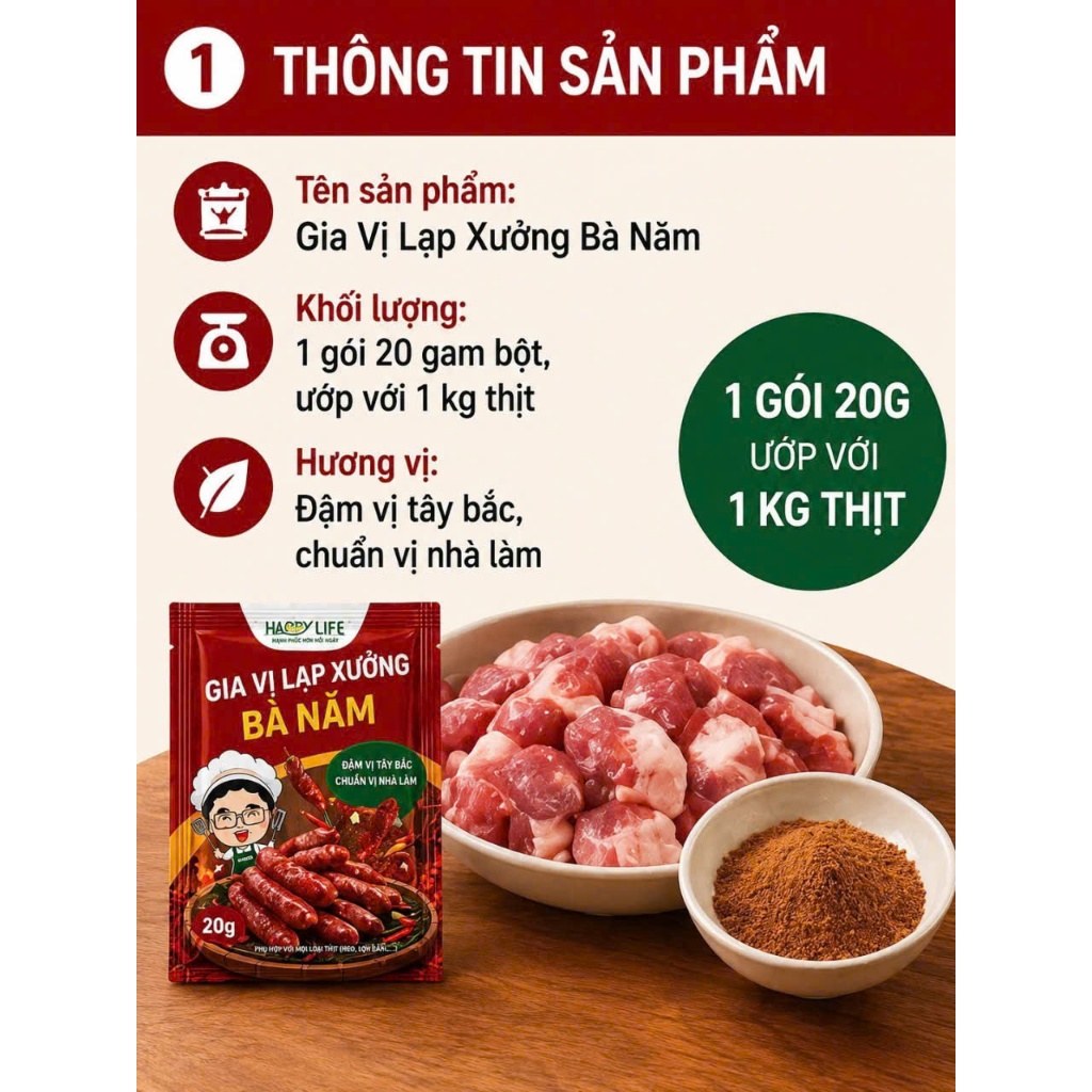 Gia vị Nạp xưởng bà Năm- Chuẩn vị Tây Bắc