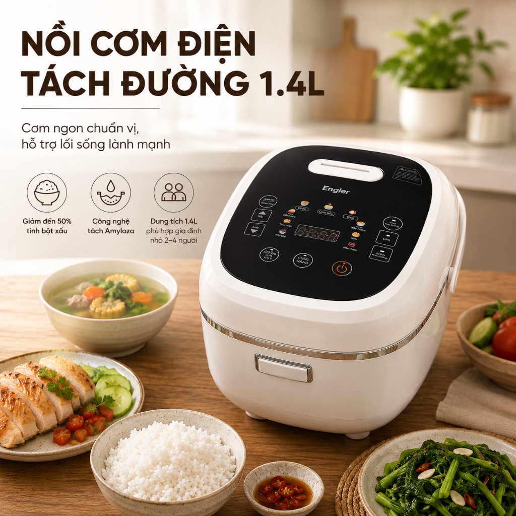 Nồi cơm điện tách đường Engler EL9101 Công suất 500W Công Nghệ Cảm Ứng 3D Tốt Cho Sức Khỏe Gia Đình