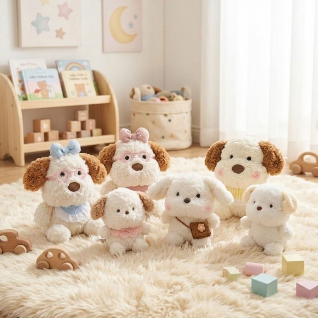 Gấu Bông Cún,Chó Xù Tai Nâu Mini Siêu Dễ Thương, Thú Nhồi Bông Chó Con 25Cm Mềm Mại Quà Tặng Cho Bé