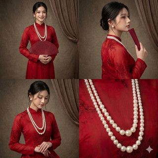 [N1192] Vòng Cổ Hạt Trai Nhân Tạo, Dây Chuyền 2 Sợi Sang Trọng Cho Nữ Dài 70-80cm - DAISYN