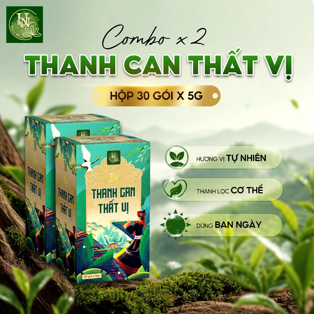 Combo 2 hộp trà thảo mộc Thanh Can Thất Vị Uyên Nhiên hỗ trợ giải nhiệt thải độc gan hộp 30 túi x 5g