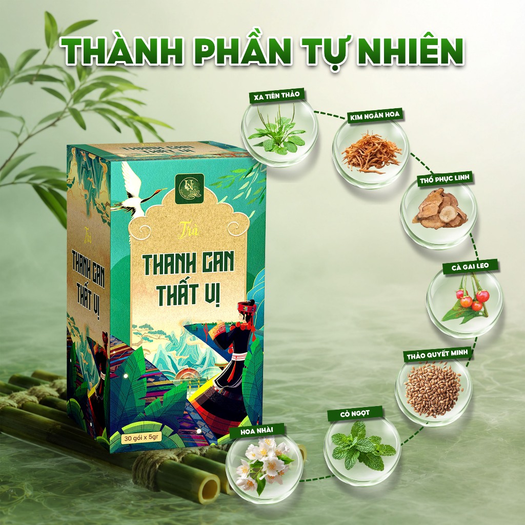 Combo 2 hộp trà thảo mộc Thanh Can Thất Vị Uyên Nhiên hỗ trợ giải nhiệt thải độc gan hộp 30 túi x 5g