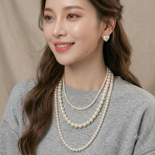 [ DAISYN ]  n875 dây chuyền áo dài , dây chuyền áo tấc, vòng cổ cưới 3 sợi ngọc trai nhân tạo 4-6-10mm