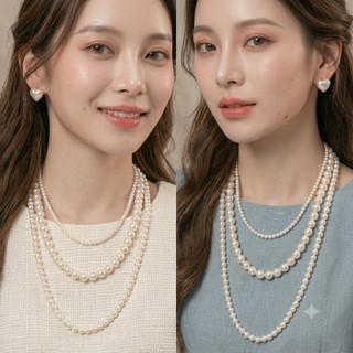 [ DAISYN ]  n875 dây chuyền áo dài , dây chuyền áo tấc, vòng cổ cưới 3 sợi ngọc trai nhân tạo 4-6-10mm