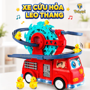 Đồ Chơi Vịt Leo Cầu Thang Cầu Trượt Xe Cứu Hỏa Đồ Chơi Xe Ô Tô Đồ Chơi Chở Đường Đua Có Đèn Nhạc - Đồ Chơi Cho Bé PUKAPI