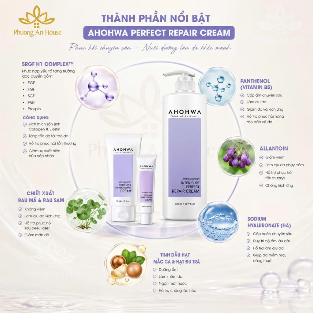 Kem Dưỡng AHOHWA Perfect Repair Cream Cấp Ẩm Làm Dịu Da 12ml 50ml 500ml