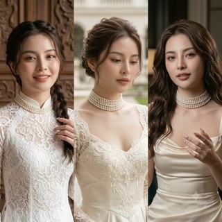 [ DAISYN ] N872 dây chuyền ngọc trai nhân tạo 7 sợi, dây chuyền cưới , thiết kế dây chuyền ngọc trai nhân tạo