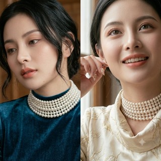[ DAISYN ] N872 dây chuyền ngọc trai nhân tạo 7 sợi, dây chuyền cưới , thiết kế dây chuyền ngọc trai nhân tạo
