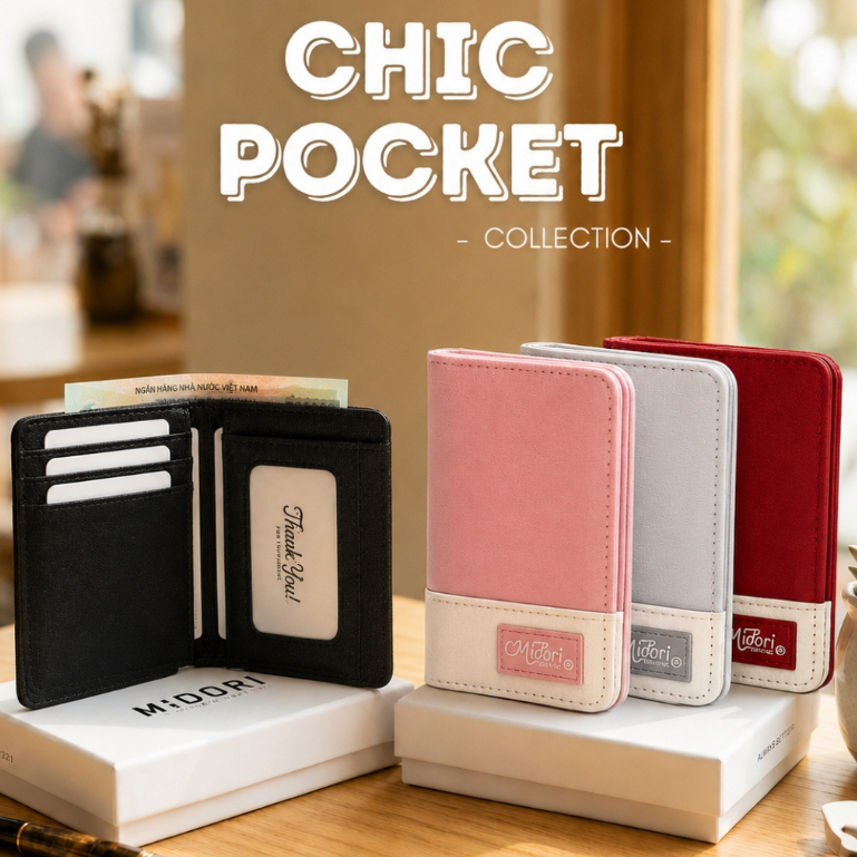 Ví Vải Đứng Chic Pocket Nam Nữ Polyester Bền Đẹp Trượt Nước Unisex local brand Midori M Studio