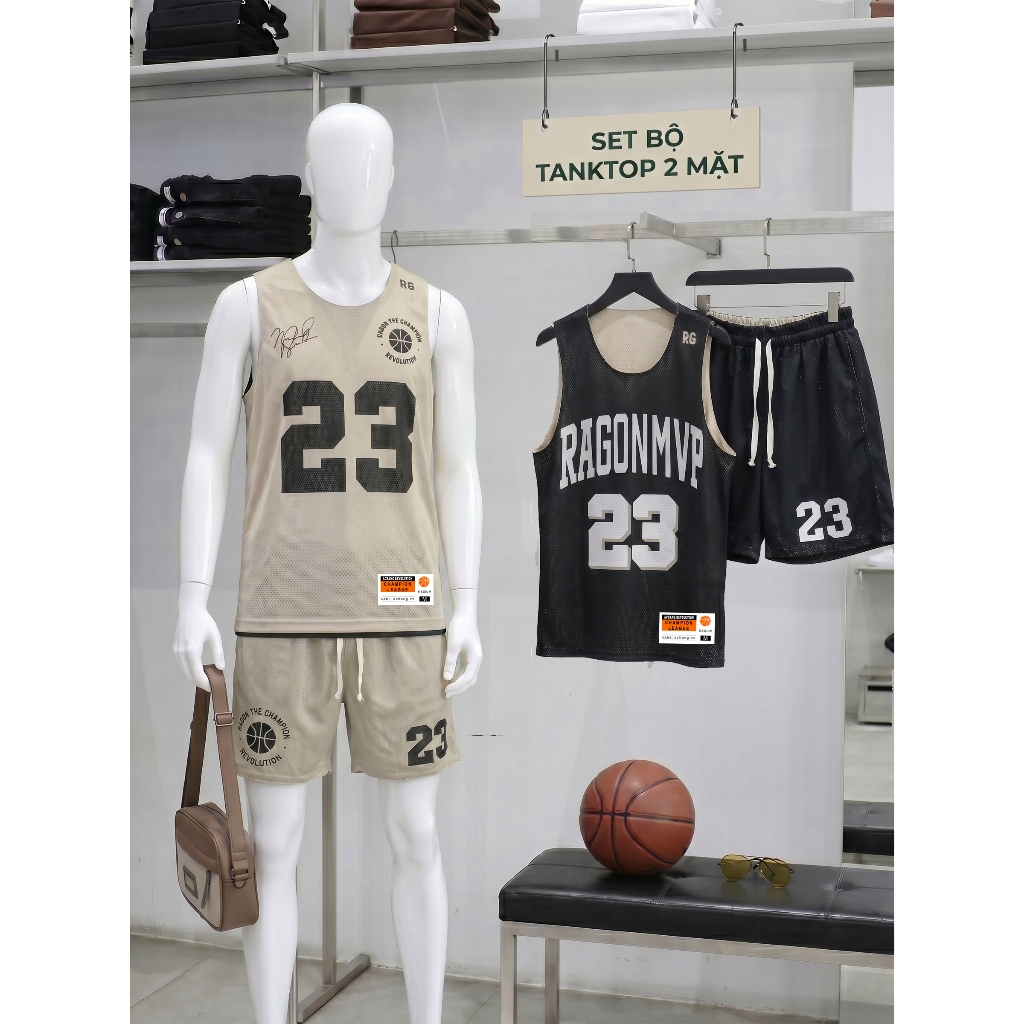 Áo ba lỗ 2 mặt Ragon phong cách jersey dành cho cả nam và nữ, thoáng khí - Achang