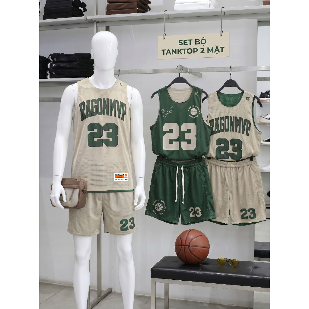Áo ba lỗ 2 mặt Ragon phong cách jersey dành cho cả nam và nữ, thoáng khí - Achang