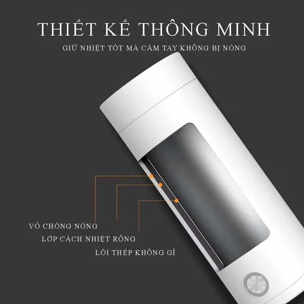 Bình Đun Nước Siêu Tốc Mini Cầm Tay UGASUN, Bình Nước Giữ Nhiệt Nhỏ Gọn, Inox 304, Dung Tích 400ml.