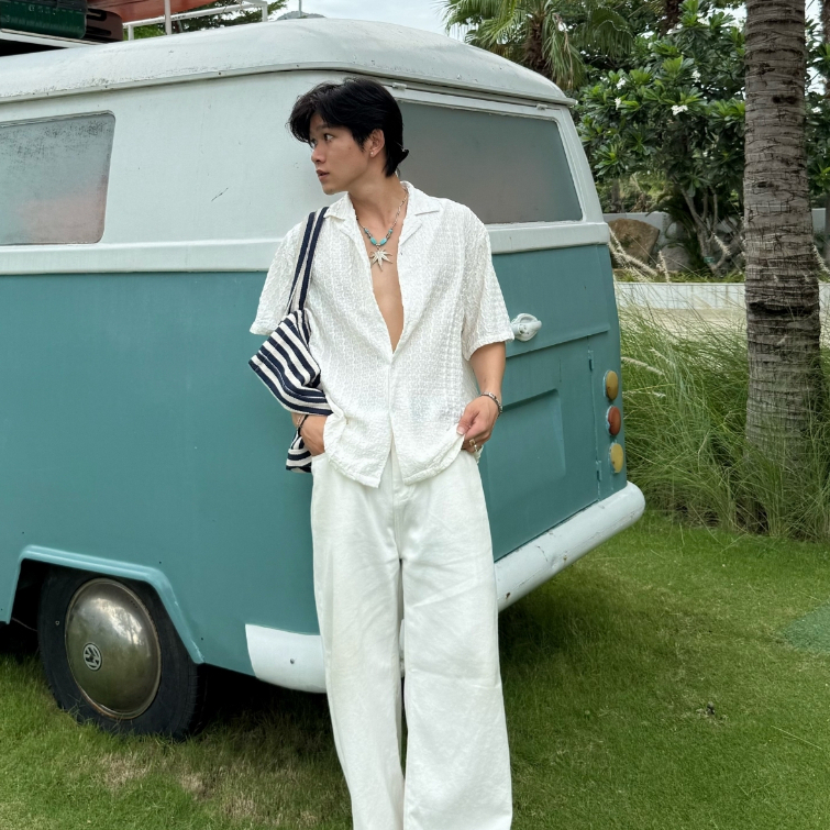 Áo Sơ Mi Ngắn Tay Đi Biển Hoạ Tiết Đan Lưới Dập Nổi Lượn Sóng Cổ Cuban Shirt Nam Nữ ARTGOD HMA115