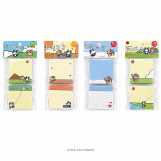 Little Stationery | Giấy Note Mini Sticky Notes Kawaii Hình Chó Mèo 100 Tờ - Giấy Ghi Chú Dán Học Tập Văn Phòng 5x5cm