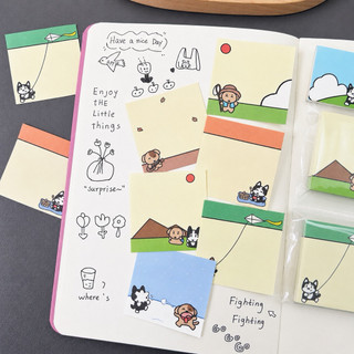Little Stationery | Giấy Note Mini Sticky Notes Kawaii Hình Chó Mèo 100 Tờ - Giấy Ghi Chú Dán Học Tập Văn Phòng 5x5cm