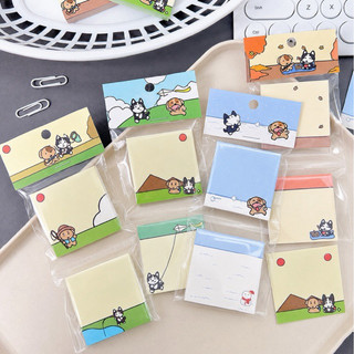 Little Stationery | Giấy Note Mini Sticky Notes Kawaii Hình Chó Mèo 100 Tờ - Giấy Ghi Chú Dán Học Tập Văn Phòng 5x5cm
