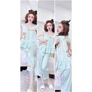 Lửng cổ tròn 2 tầng,tay tiên,quần lửng phom 9 tấc,lụa latin mềm nhẹ mát
