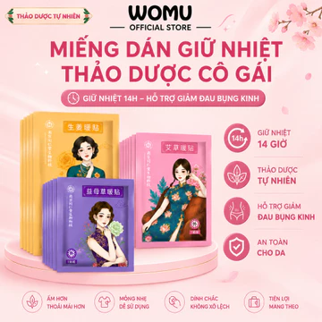 Túi 10 Miếng Dán Giữ Nhiệt Thảo Dược Womu Cô Gái - Giữ nhiệt 14h, Hỗ Trợ Giảm Đau Bụng Kinh