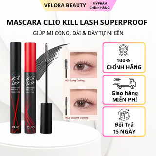 Chuốt mi Clio Kill Lash Superproof 7g chống nước, chống lem trôi, làm cong mi bền màu tự nhiên