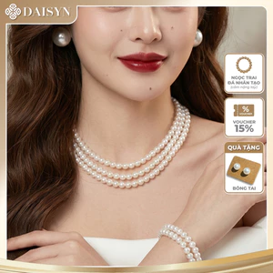 N873 dây chuyền ngọc trai nhân tạo 3 sợi, dây chuyền cưới , thiết kế dây chuyền ngọc trai