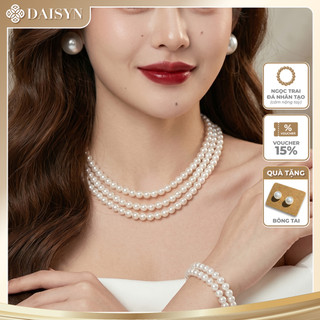 [ DAISYN ] N873 dây chuyền ngọc trai nhân tạo 3 sợi, dây chuyền cưới , thiết kế dây chuyền ngọc trai