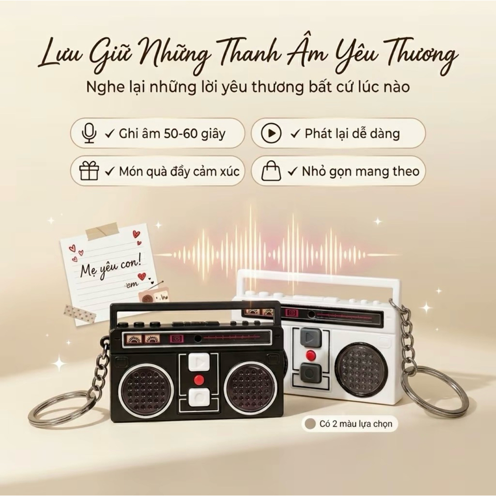 Móc Khoá Máy Ghi Âm 60s Đài Phát Thanh Cổ Điển - Retro Món Quà Độc Đáo Cho Bạn Bè Người Yêu