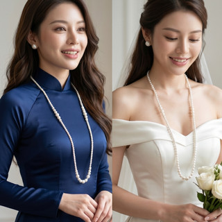 [ DAISYN ] N889 Dây chuyền ngọc trai nhân tạo dài 100cm  ,  chuỗi hạt ngọc trai mang áo dài