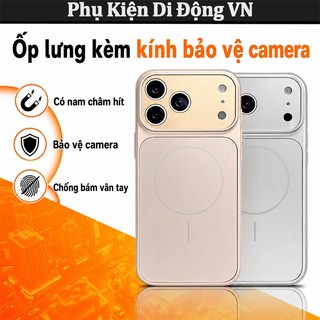 Ốp lưng iPhone từ tính chống sốc nhám mờ chống vân tay kèm kính camera cho iPhone 14 15 16 17 Pro Max 14 15 16 Plus