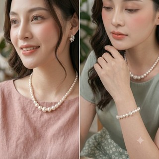 [ DAISYN ] N901 Dây chuyền ngọc trai nhân tạo dài  ,  chuỗi hạt ngọc trai thuỷ tinh phong cách vintage