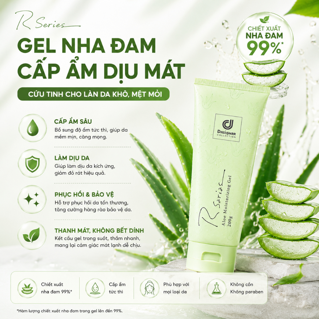 200ml Gel Nha Đam Cấp Nước Siêu Đỉnh Da Mướt Mịn Không Bết Dính Dùng Cả Mặt Và Toàn Thân