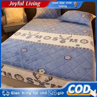 Ga giường cotton Bộ 3 món Thiết kế dây thun Chống trượt Không xù lông 1m4 1m8 Áp dụng cho nệm 5-25cm
