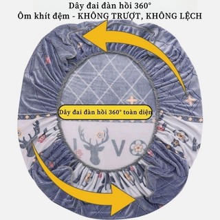 Ga giường cotton Bộ 3 món Thiết kế dây thun Chống trượt Không xù lông 1m4 1m8 Áp dụng cho nệm 5-25cm