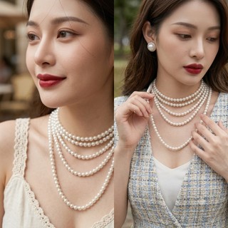 [ DAISYN ] N846 dây chuyền hạt ngọc trai nhân tạo 1 sợi 200cm, chuỗi hạt ngọc trai nhân tạo sang trọng