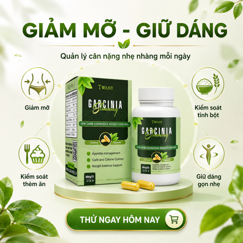 TWANY Viên Uống Garcinia Đậu Trắng Hỗ Trợ Kiểm Soát Cơn Thèm Ăn Quản Lý Cân Nặng Dáng Gọn
