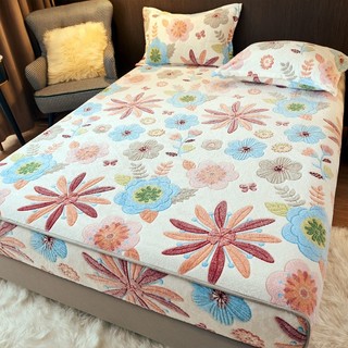 Ga giường cotton Bộ 3 món Thiết kế dây thun Chống trượt Không xù lông 1m4 1m8 Áp dụng cho nệm 5-25cm
