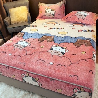 Ga giường cotton Bộ 3 món Thiết kế dây thun Chống trượt Không xù lông 1m4 1m8 Áp dụng cho nệm 5-25cm