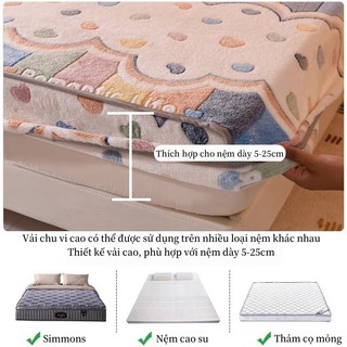 Ga giường cotton Bộ 3 món Thiết kế dây thun Chống trượt Không xù lông 1m4 1m8 Áp dụng cho nệm 5-25cm